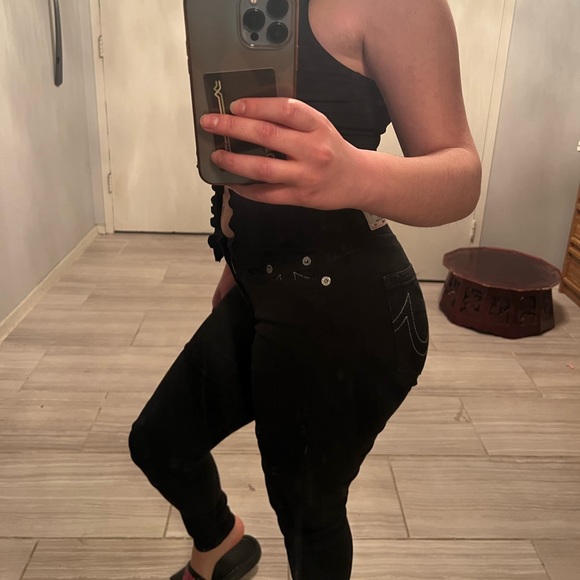 True religion low rise black jeans, size 27 - Picture 4 of 4